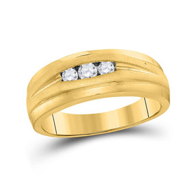 The Eternal Splendor 10kt Yellow Gold Men's Round Diamond Wedding Band Ring - 1/4 Cttw - Splendid Jewellery
