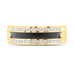 The Luxurious Brilliance: 14kt Yellow Gold Men's Round Diamond Wedding Band Ring - Splendid Jewellery