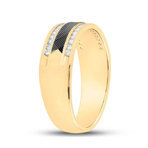 The Luxurious Brilliance: 14kt Yellow Gold Men's Round Diamond Wedding Band Ring - Splendid Jewellery