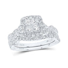 The Majestic 14kt White Gold Princess Diamond Square Bridal Wedding Ring Band Set - Splendid Jewellery