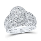 The Majestic Blue Sapphire Oval Diamond Halo Wedding Ring Band Set - Splendid Jewellery