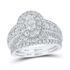 The Majestic Blue Sapphire Oval Diamond Halo Wedding Ring Band Set - Splendid Jewellery