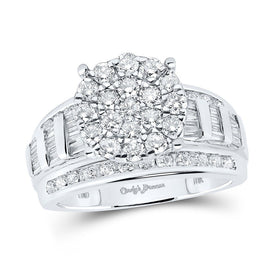The Majestic Brilliance 10kt White Gold Diamond Cluster Bridal Wedding Engagement Ring - Splendid Jewellery