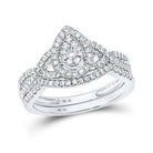 The Majestic Brilliance 10kt White Gold Round Diamond Bridal Wedding Ring Band Set 1/2 Cttw - Splendid Jewellery