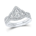 The Majestic Brilliance 10kt White Gold Round Diamond Bridal Wedding Ring Band Set 1/2 Cttw - Splendid Jewellery