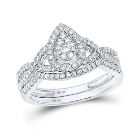 The Majestic Brilliance 10kt White Gold Round Diamond Bridal Wedding Ring Band Set 1/2 Cttw - Splendid Jewellery