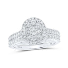 The Majestic Brilliance 10kt White Gold Round Diamond Oval Bridal Wedding Ring Band Set - Splendid Jewellery