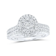 Load image into Gallery viewer, The Majestic Brilliance 10kt White Gold Round Diamond Oval Bridal Wedding Ring Band Set - Splendid Jewellery