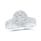 The Majestic Brilliance 10kt White Gold Round Diamond Oval Bridal Wedding Ring Band Set - Splendid Jewellery