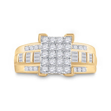 Load image into Gallery viewer, The Majestic Brilliance 10kt Yellow Gold Diamond Cluster Bridal Wedding Ring product Top View from Splendid Jewellery