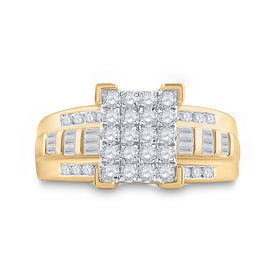 The Majestic Brilliance 10kt Yellow Gold Diamond Cluster Bridal Wedding Ring product Top View from Splendid Jewellery