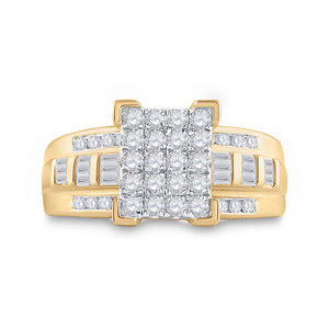 The Majestic Brilliance 10kt Yellow Gold Diamond Cluster Bridal Wedding Ring - Splendid Jewellery