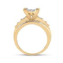 Load image into Gallery viewer, The Majestic Brilliance 10kt Yellow Gold Diamond Cluster Bridal Wedding Ring product Side View from Splendid Jewellery