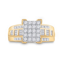 Load image into Gallery viewer, The Majestic Brilliance 10kt Yellow Gold Diamond Cluster Bridal Wedding Ring - Splendid Jewellery