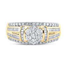 Load image into Gallery viewer, The Majestic Brilliance 10kt Yellow Gold Round Diamond Cluster Bridal Wedding Engagement Ring 1 Cttw - Splendid Jewellery