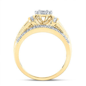 The Majestic Brilliance 10kt Yellow Gold Round Diamond Cluster Bridal Wedding Engagement Ring 1 Cttw - Splendid Jewellery