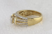 Load image into Gallery viewer, The Majestic Brilliance 10kt Yellow Gold Round Diamond Cluster Bridal Wedding Engagement Ring 1 Cttw - Splendid Jewellery