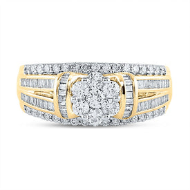The Majestic Brilliance 10kt Yellow Gold Round Diamond Cluster Bridal Wedding Engagement Ring 1 Cttw product  Top View from Splendid Jewellery