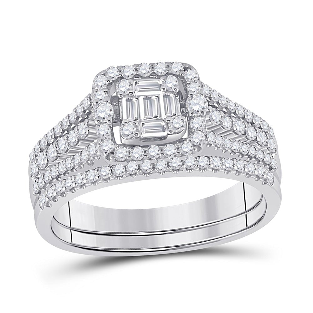 The Majestic Brilliance 14kt White Gold Baguette Diamond Cluster Bridal Wedding Engagement Ring - Splendid Jewellery