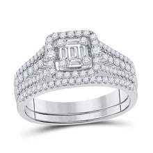 Load image into Gallery viewer, The Majestic Brilliance 14kt White Gold Baguette Diamond Cluster Bridal Wedding Engagement Ring - Splendid Jewellery