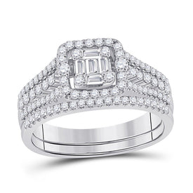 The Majestic Brilliance 14kt White Gold Baguette Diamond Cluster Bridal Wedding Engagement Ring - Splendid Jewellery