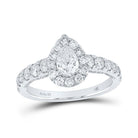 The Majestic Brilliance 14kt White Gold Pear Diamond Halo Bridal Wedding Engagement Ring - Splendid Jewellery