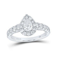 Load image into Gallery viewer, The Majestic Brilliance 14kt White Gold Pear Diamond Halo Bridal Wedding Engagement Ring - Splendid Jewellery