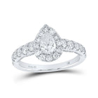 The Majestic Brilliance 14kt White Gold Pear Diamond Halo Bridal Wedding Engagement Ring - Splendid Jewellery