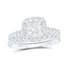 The Majestic Brilliance 14kt White Gold Princess Diamond Halo Bridal Wedding Ring Band Set - Splendid Jewellery