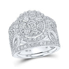 The Majestic Brilliance 14kt White Gold Round Diamond Halo Bridal Wedding Ring Band Set - Splendid Jewellery