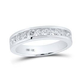 The Majestic Brilliance 14kt White Gold Women's Round Diamond Wedding Single Row Band - Splendid Jewellery