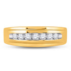 The Majestic Brilliance 14kt Yellow Gold Men's Round Diamond Wedding Single Row Band Ring - Front View