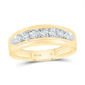 The Majestic Brilliance 14kt Yellow Gold Men's Round Diamond Wedding Single Row Band Ring - Splendid Jewellery