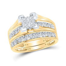 Load image into Gallery viewer, The Majestic Love 10kt Yellow Gold Princess Diamond Bridal Wedding Ring Band Set 1 - 1/2 Cttw - Splendid Jewellery
