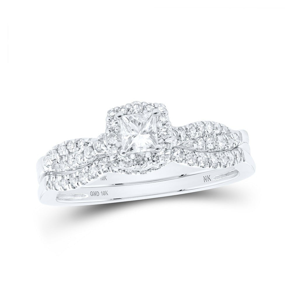 The Majestic Love Diamond Halo Bridal Wedding Ring Band Set - Splendid Jewellery