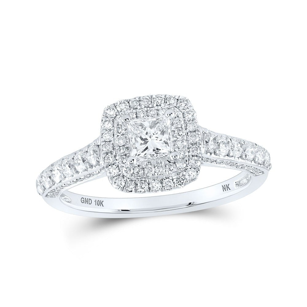 The Majestic Love Story | 10kt White Gold Princess Diamond Halo Bridal Wedding Engagement Ring 1 Cttw - Splendid Jewellery