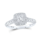 The Majestic Love Story | 10kt White Gold Princess Diamond Halo Bridal Wedding Engagement Ring 1 Cttw - Splendid Jewellery