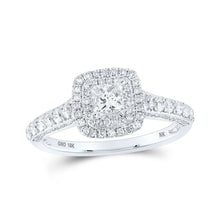 Load image into Gallery viewer, The Majestic Love Story | 10kt White Gold Princess Diamond Halo Bridal Wedding Engagement Ring 1 Cttw - Splendid Jewellery