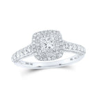 The Majestic Love Story | 10kt White Gold Princess Diamond Halo Bridal Wedding Engagement Ring 1 Cttw - Splendid Jewellery