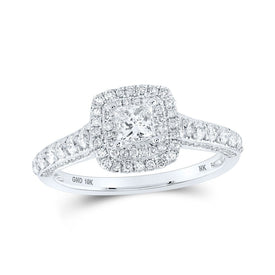 The Majestic Love Story | 10kt White Gold Princess Diamond Halo Bridal Wedding Engagement Ring 1 Cttw - Splendid Jewellery