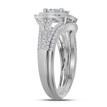 Load image into Gallery viewer, The Majestic Love Story | 14kt White Gold Princess Diamond Bridal Wedding Ring Band Set 1 Cttw | Splendid Jewellery - Splendid Jewellery