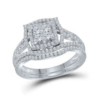 The Majestic Love Story | 14kt White Gold Princess Diamond Bridal Wedding Ring Band Set 1 Cttw | Splendid Jewellery - Splendid Jewellery