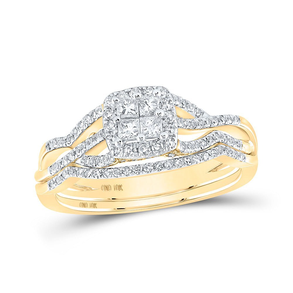 The Majestic Princess Diamond Square Bridal Wedding Ring Band Set - Splendid Jewellery