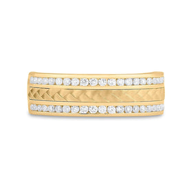 The Mesmerizing 14kt Yellow Gold Braided Band Diamond Wedding Ring - 1/2 Cttw - Splendid Jewellery