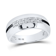 Load image into Gallery viewer, The Modern Black Groove Diamond Wedding Band - 1/2 Cttw Top View from Splendid Jewellery