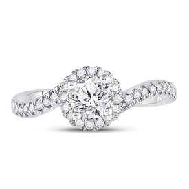 The Princess Splendor 1 Carat Diamond Halo Bridal Wedding Engagement Ring - Front View