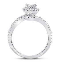Load image into Gallery viewer, The Princess Splendor 1 Carat Diamond Halo Bridal Wedding Engagement Ring - Side View