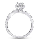 The Princess Splendor 1 Carat Diamond Halo Bridal Wedding Engagement Ring - Side View