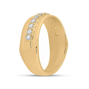 The Radiant Harmony 14kt Yellow Gold Men's Round Diamond Wedding Single Row Band Ring 1/2 Cttw - Splendid Jewellery