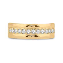 Load image into Gallery viewer, The Radiant Harmony 14kt Yellow Gold Men&#39;s Round Diamond Wedding Single Row Band Ring 1/2 Cttw - Front View